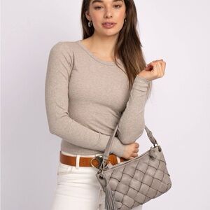 Wang | Woven Leather Shoulder Bag